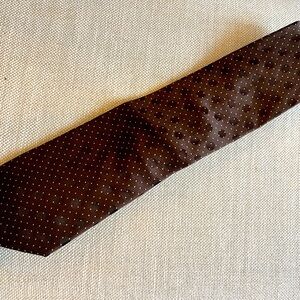 Giorgio Armani Men’s Brown Silk Faille Polka Dot Neck Tie